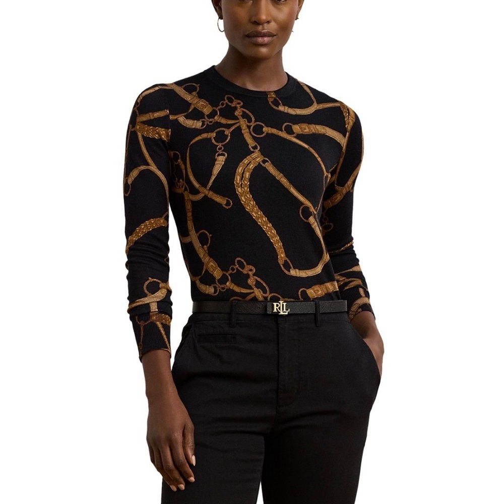 Lauren Ralph Lauren Belting Print cotton blend top